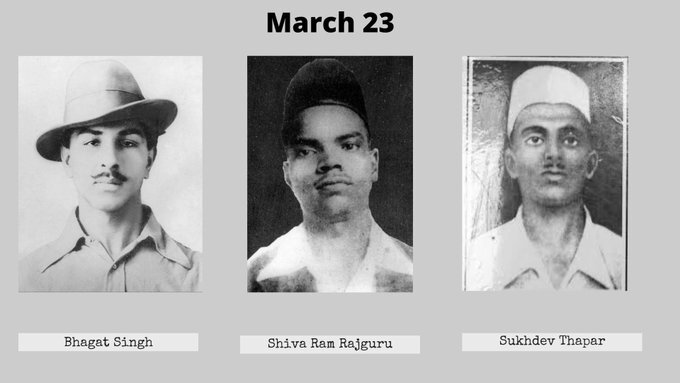 23rd March - Shaheed Din - Bhagat Singh, Sukhdev Thapar, Shivram Rajguru